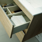 Meuble de salle de bain 120cm double vasque - 4 tiroirs - sans miroir - balea - bambou (chêne clair)