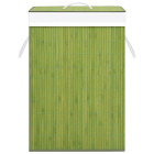 Panier à linge avec 2 sections bambou vert 72 L