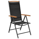 Chaises pliables de jardin aluminium 58x65x109 cm 4 pcs noir