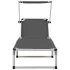 Chaise longue pliable avec auvent Aluminium et textilène - Couleur au choix