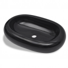 vidaXL Vasque ovale céramique Noir pour salle de bain