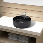 vidaXL Vasque rond à trou robinet/trop-plein céramique pour salle de bain