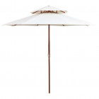 Vidaxl parasol de terrasse 270 x cm poteau en bois blanc crème