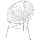 Chaise de jardin en corde forme de lune Résine tressée Blanc