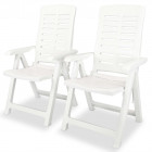 Vidaxl chaise inclinable de jardin 2 pcs 60x61x108 cm plastique blanc