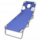 Vidaxl chaise longue avec coussin de tête dossier réglable bleu
