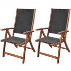Chaise pliable 2 pièces en bois d'acacia noir