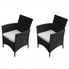 Vidaxl chaises de jardin 2 pièces rotin synthétique noir