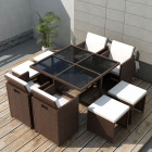 Vidaxl jeu de mobilier de jardin 21 pcs marron résine tressée