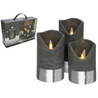 Gusta bougie led 3 pièces noir et argenté 04290380