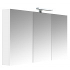 Armoire de toilette éclairante 120 cm 3 portes miroirs blanc brillant prise ute - juno