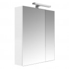 Armoire de toilette éclairante 60 cm 2 portes miroirs blanc brillant prise ute - juno