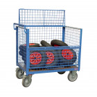 Chariot conteneur grillagé charge 500 kg 1200 x 800 mm (640 l) avec toit