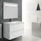 Meuble de salle de bain simple vasque - 2 tiroirs - balea et miroir led stam - blanc - 60cm