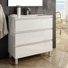 Meuble de salle de bain 80cm simple vasque - 3 tiroirs - sans miroir - palma - blanc