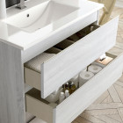 Ensemble meuble de salle de bain 100cm simple vasque + colonne de rangement - hibernian (bois blanchi)
