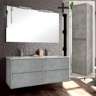 Ensemble meuble de salle de bain 120cm double vasque + colonne de rangement iris - ciment (gris)