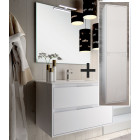 Ensemble meuble de salle de bain 100cm simple vasque + colonne de rangement iris - blanc
