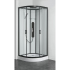 Cabine de douche complète quart de rond 90x90x225 cm verre transparent neutre profil noir Uyuni