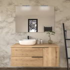Meuble de salle de bain avec cuve arrondie et miroir KING - Roble (chêne clair) - 120cm
