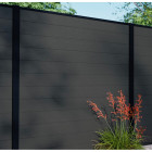 Kit clôture composite RIO Anthracite H1,8m - bois composite & aluminium - poteaux noir - montage facile - occultation - brise vue - sans entretien - Longueur au choix