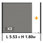 Kit clôture composite RIO platine Bois composite & Aluminium - poteaux noir - montage facile - occultation - brise vue - sans entretien - Longueur au choix