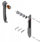 Kit fermeture rénovation pour coulissant aluminium, coquille double, cylindre, crochets coloris blanc