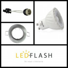 Kit spot led GU10 COB 4 watt (eq. 40 watt) - Support gris - Couleur eclairage - Blanc neutre, Type Support - Rond fixe 85mm