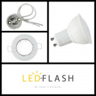 Kit spot led GU10 3 watt (eq. 30 watt) - Support blanc - Couleur eclairage - Blanc chaud 3000°K, Type Support - Rond fixe 85mm