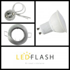 Kit spot led GU10 3 watt (eq. 30 watt) - Support gris - Couleur eclairage - Blanc chaud 3000°K, Type Support - Rond fixe 78mm