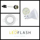 Kit spot led GU10 6 watt (eq. 60 watt) céramique - Support blanc - Couleur eclairage - Blanc chaud 3000°K, Type Support - Rond orientable 86mm