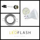 Kit spot led GU10 6 watt céramique - Supportt gris - Couleur eclairage - Blanc froid, Type Support - Carré orientable 84mm