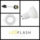 Kit spot led GU10 6 watt (eq. 50 watt) Dimmable - Finition - Grise, Type Support - Carré orientable 84mm