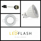 Kit spot led GU10 COB 6 watt (eq. 60 watt) - Dimmable - Support blanc - Couleur eclairage - Blanc chaud 3000°K, Type Support - Rond orientable 92mm