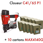 Kit Cloueur sabot C 41/65 P1 + 10 Cartons de 2000 Coils 41 x 40 annelées galva - KIT00786