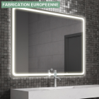 Miroir éclairage led de salle de bain veldi avec interrupteur tactile - 100x80cm