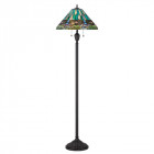 Lampadaire king, bronze vintage et verre tiffany