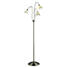 Lampadaire lily, en laiton antique et verre ambre