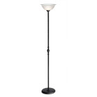 Lampadaire pembroke, noir, avec abat-jour en verre