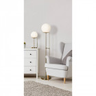 Lampadaire sphere, laiton antique et verre
