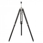 Lampadaire tripod, bois foncé et nickel brillant, sans abat-jour