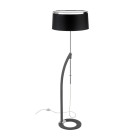 Lampadaire virginia, acier noir et chromé, abat-jour coton noir