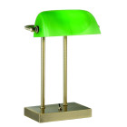 Lampe bankers, laiton antique et verre vert