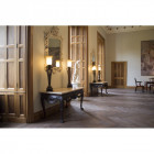 Lampe corinthia, bronze et verre ambre