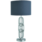 Lampe de table chrome et abat-jour tissu gris