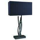 Lampe de table chrome noir et abat-jour tissu noir rectangulaire