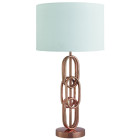 Lampe de table cuivre et abat-jour tissu blanc