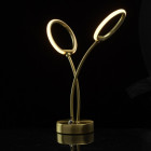 Lampe de table dorée techno 2 ampoules 34 cm