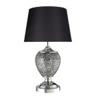 Lampe de table mosaic, chrome, gris, avec abat-jour noir