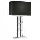 Lampe de table, pied miroir et abat-jour tissu noir